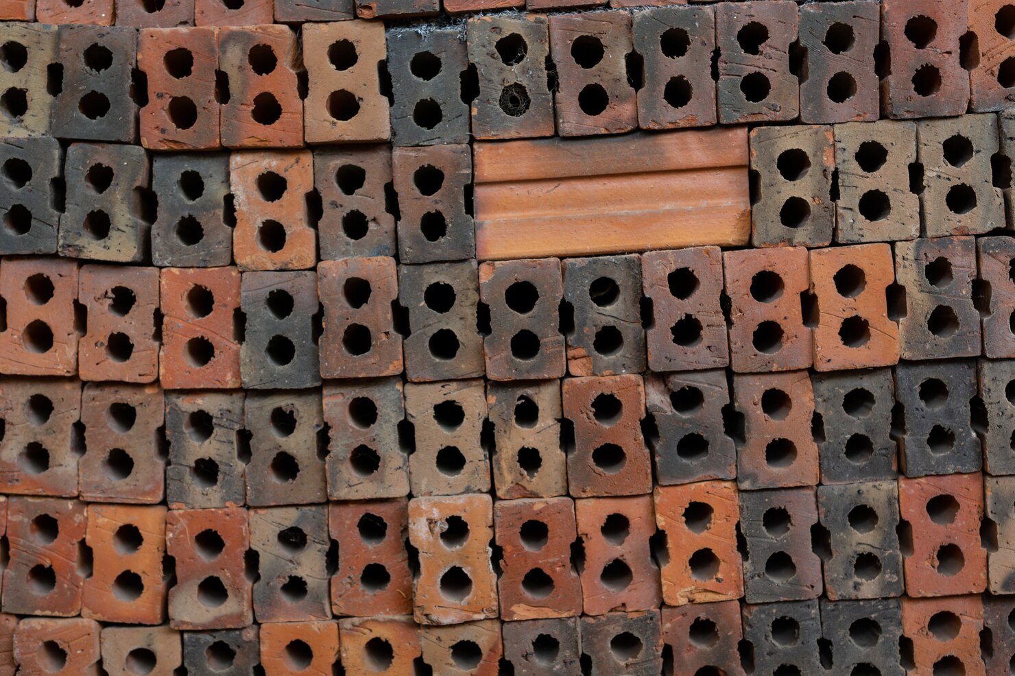 clay brick piles