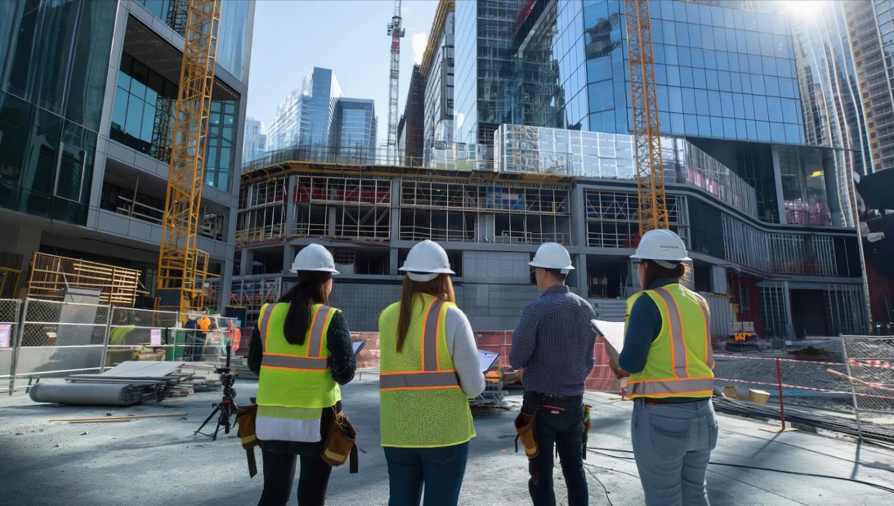 group of engineers looking at the site