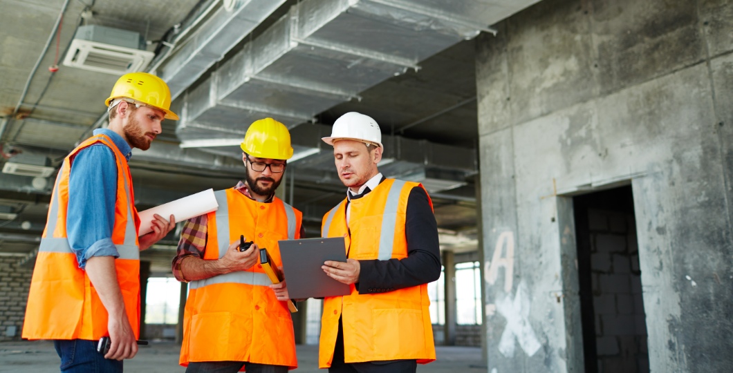 workers in an industrial construction site